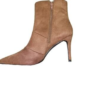 Chocolate Brown Faux Suede Zip Up Ankle Boot Stiletto Heel Size 9 New In Dustbag